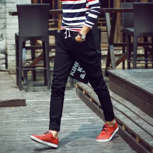 Dark Blue Slim Fit Jogger Jeans For Men - Fashion Skinny Cotton Sweatpants Zipper with Pockets
