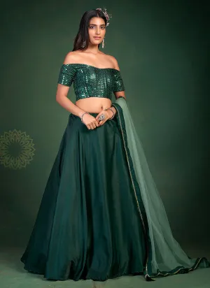 Dark Green Embroidered Stylish Lehenga Choli