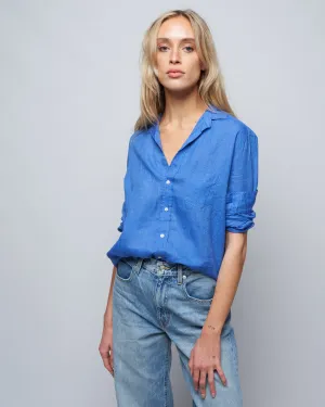 eileen woven button up - solid blue
