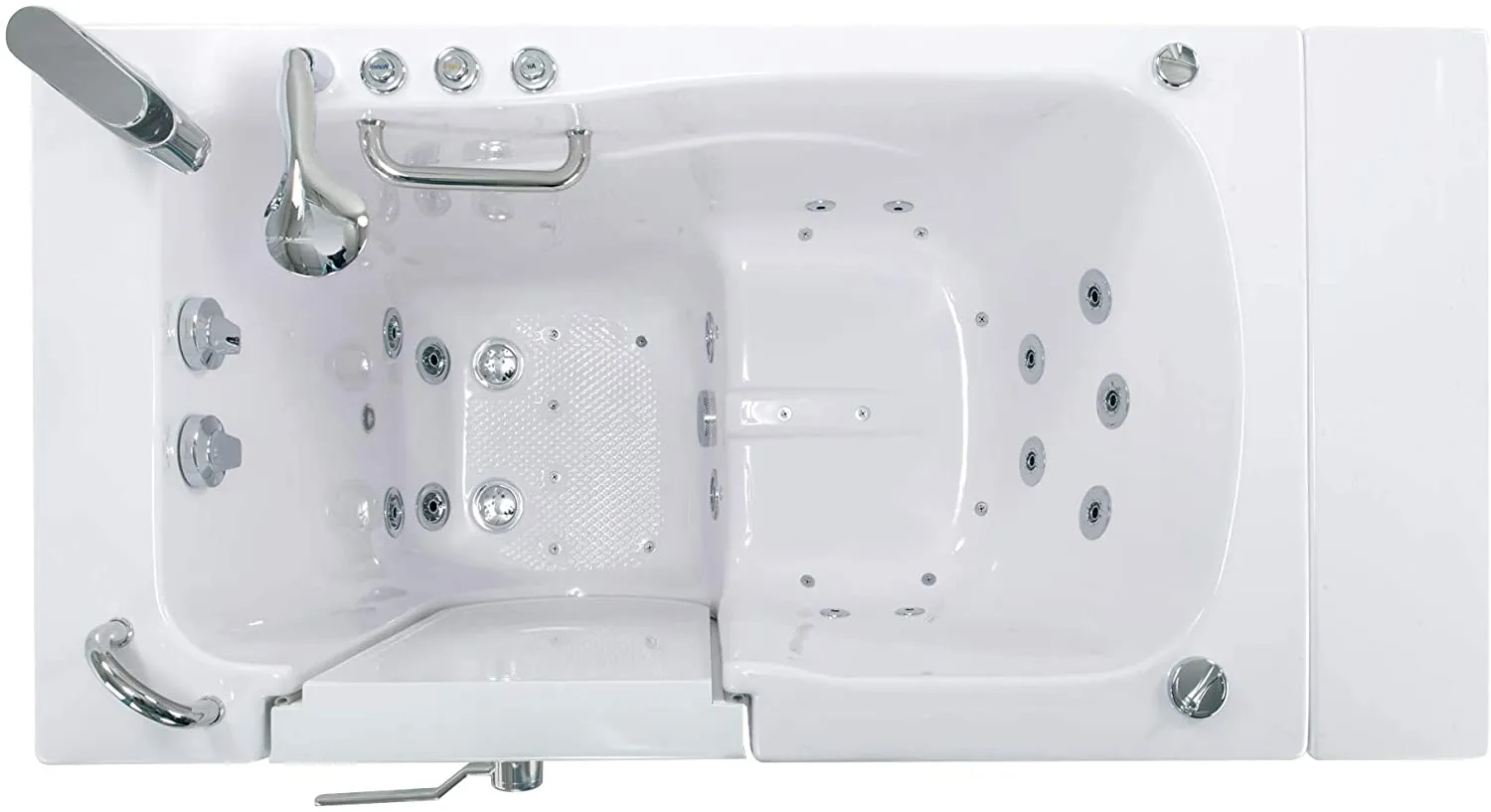 Ella Capri 30"x52" Acrylic Hydro Massage w/ Independent Foot Massage Walk-In Bathtub , Left Outward Swing Door, 5 Piece Fast Fill Faucet, 2" Dual Drain