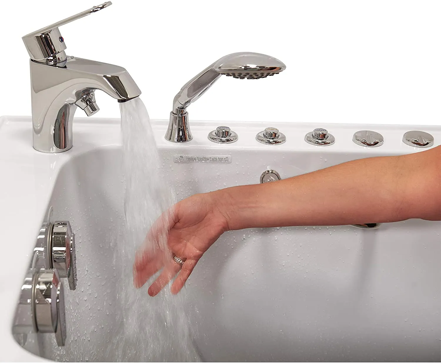 Ella Capri 30"x52" Acrylic Hydro Massage w/ Independent Foot Massage Walk-In Bathtub , Left Outward Swing Door, 5 Piece Fast Fill Faucet, 2" Dual Drain