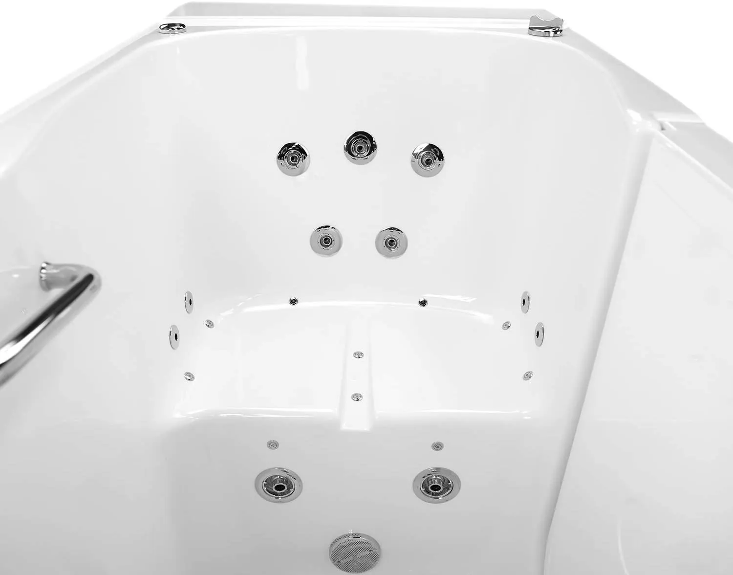 Ella's Bubbles OA3252D-HB-L Monaco Air and Hydro Massage Acrylic Walk-In Bathtub with Left Outward Swing Door, Ella 5pc. Fast-Fill Faucet, Dual 2" Drains, 32" x 52" x 43", White