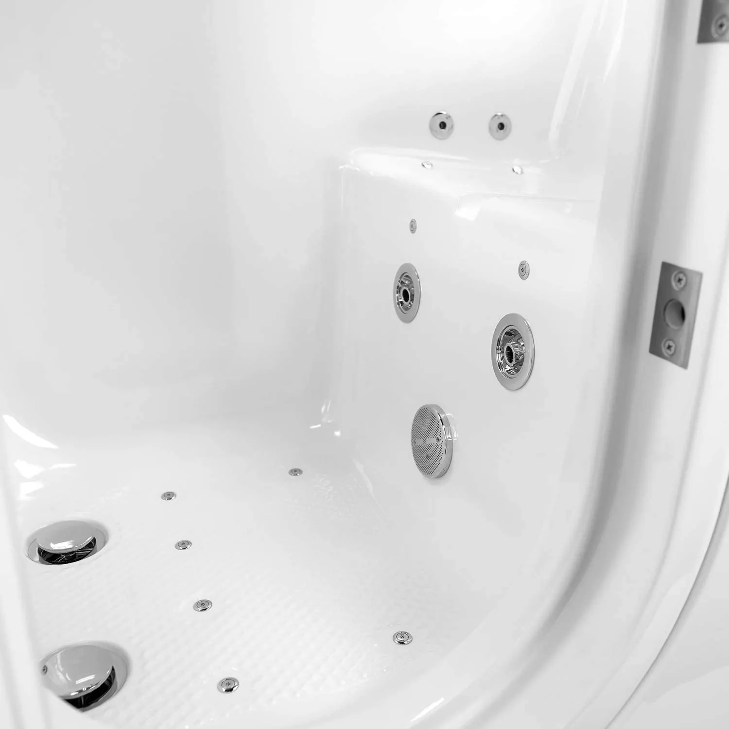 Ella's Bubbles OA3252D-HB-L Monaco Air and Hydro Massage Acrylic Walk-In Bathtub with Left Outward Swing Door, Ella 5pc. Fast-Fill Faucet, Dual 2" Drains, 32" x 52" x 43", White