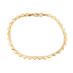 Estate Hollow Puffed Heart Link Bracelet in 14K Yellow Gold