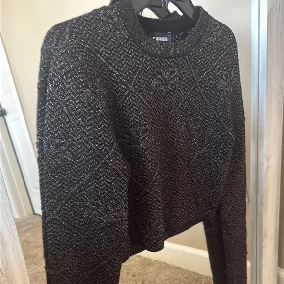 Express Black Crew Neck Sweater Cozy Knit