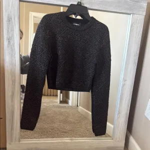 Express Black Crew Neck Sweater Cozy Knit