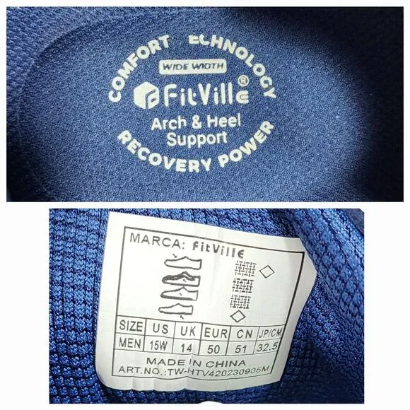 FitVille Marca High Top Sneaker 15W Men Blue  Hiking Recovery Power Rebound Core