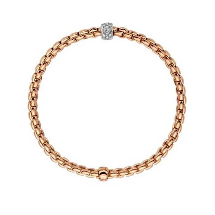 FOPE Eka Collection Flex'it Bracelet with Diamonds in 18K Rose and White Gold