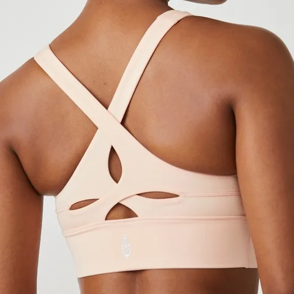 FP Movement XSmall Set In Your Corner Bra peach AND Way Home Shorts red earth