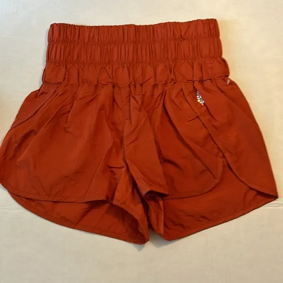 FP Movement XSmall Set In Your Corner Bra peach AND Way Home Shorts red earth
