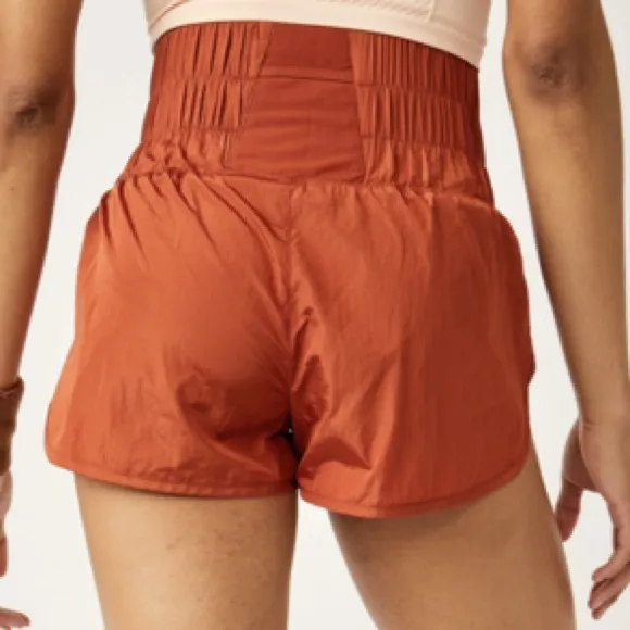 FP Movement XSmall Set In Your Corner Bra peach AND Way Home Shorts red earth