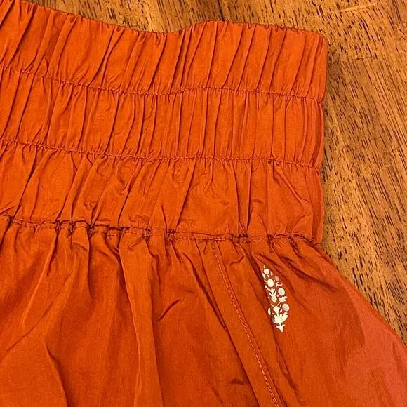 Free People FP Movement The Way Home Shorts Wide Waist Red Earth Rust Orange L