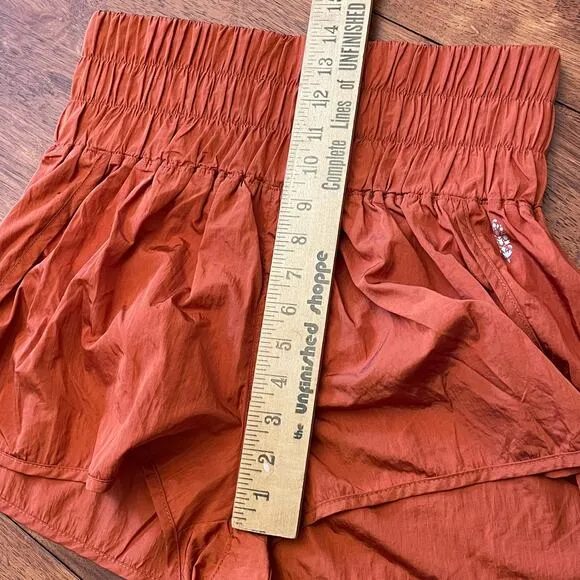 Free People FP Movement The Way Home Shorts Wide Waist Red Earth Rust Orange L