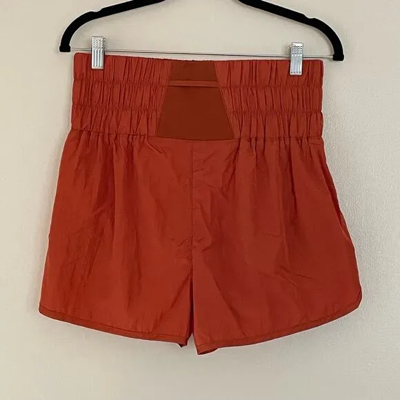 Free People FP Movement The Way Home Shorts Wide Waist Red Earth Rust Orange L