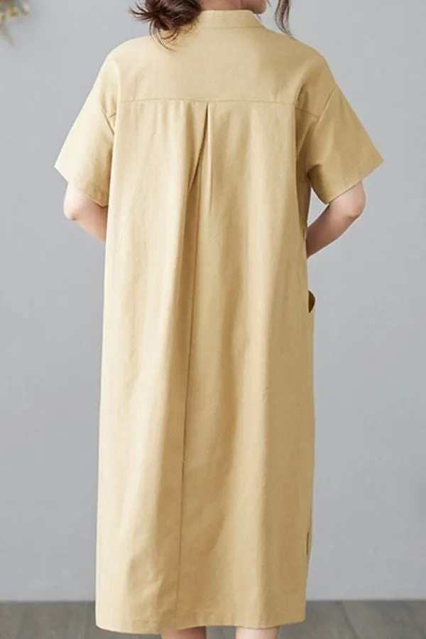 French Stylish Solid Color Midi Dress