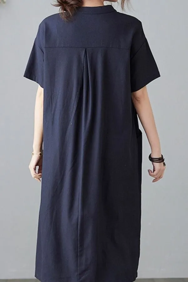 French Stylish Solid Color Midi Dress