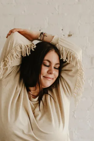Fun In Fringe- Oatmeal w/ Fringe Detail {Top or Pants} Lounge Set