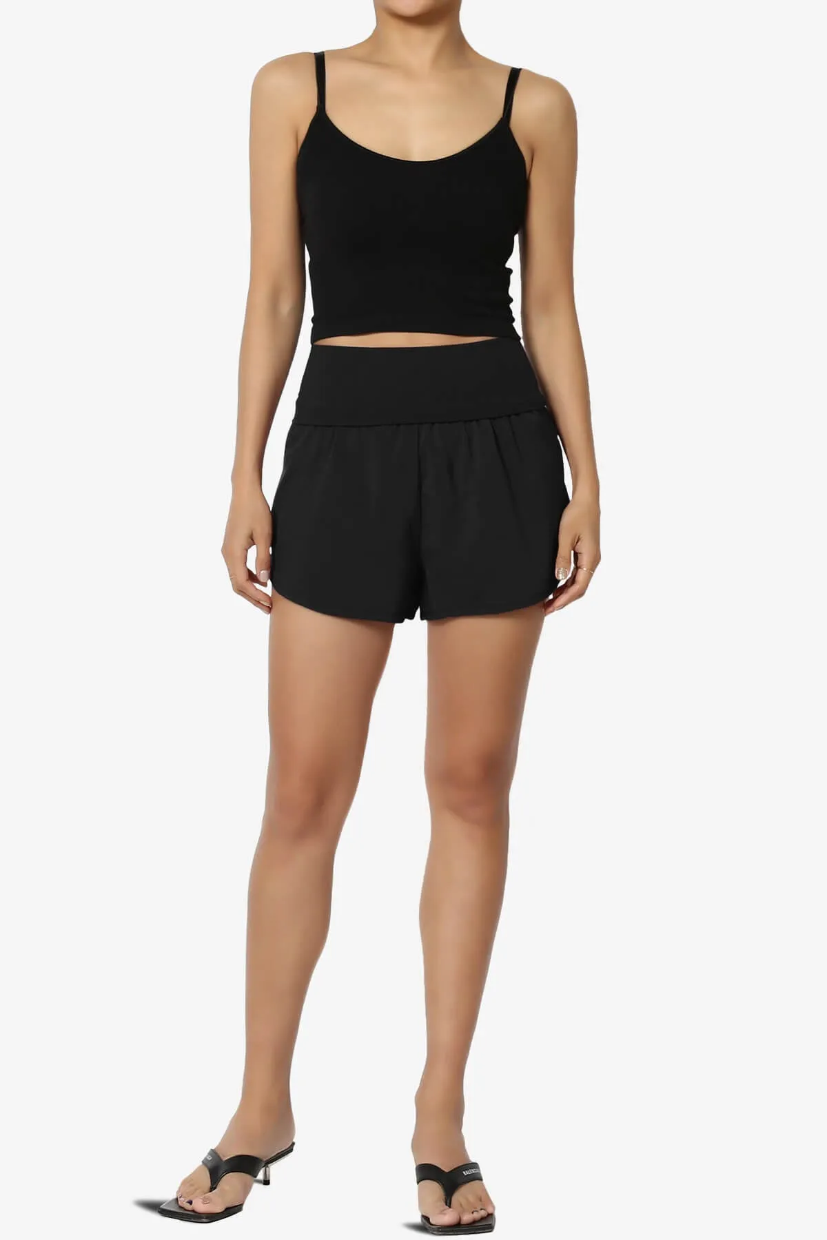 Game Time Foldover High Waist Running Shorts PLUS