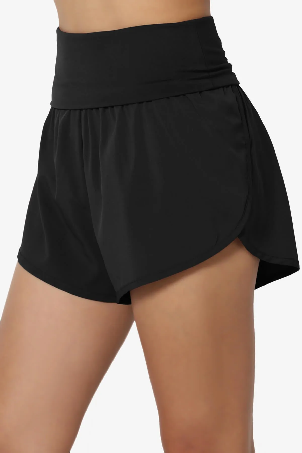 Game Time Foldover High Waist Running Shorts PLUS