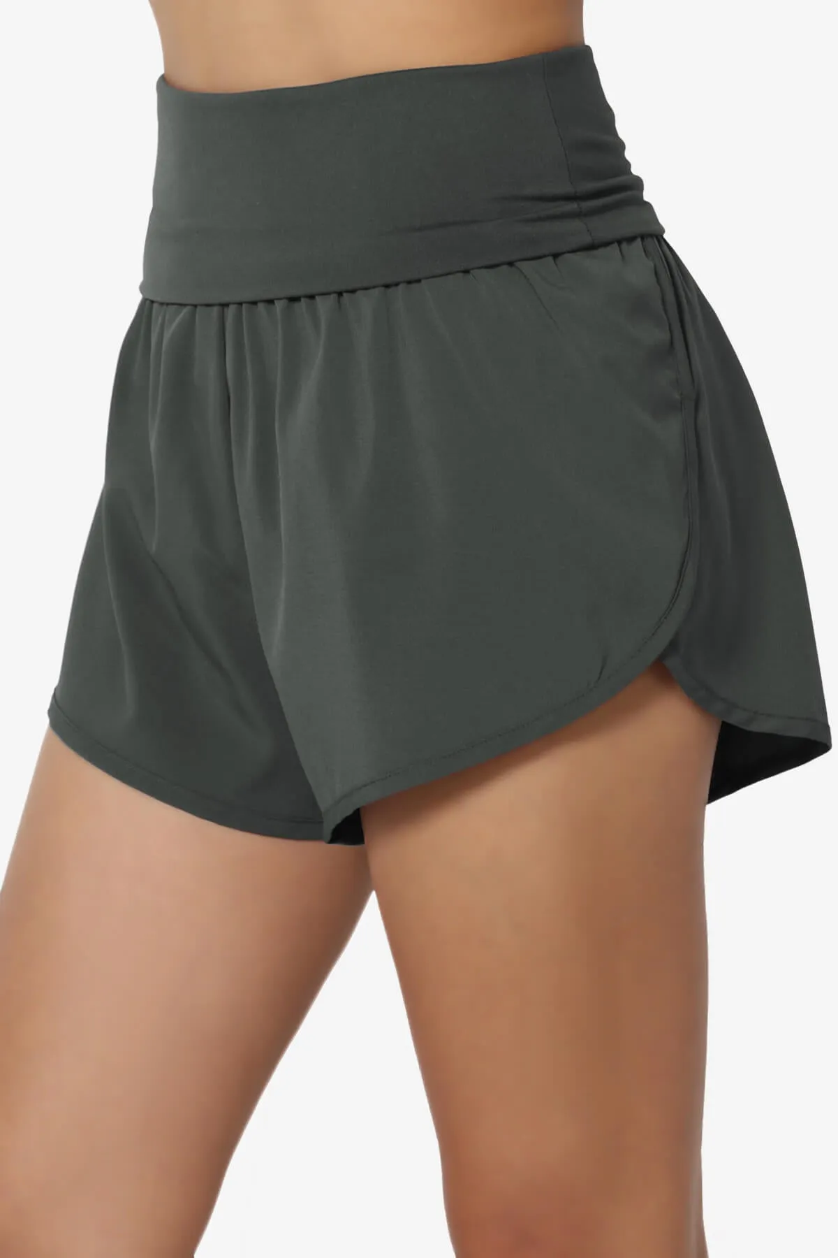Game Time Foldover High Waist Running Shorts PLUS