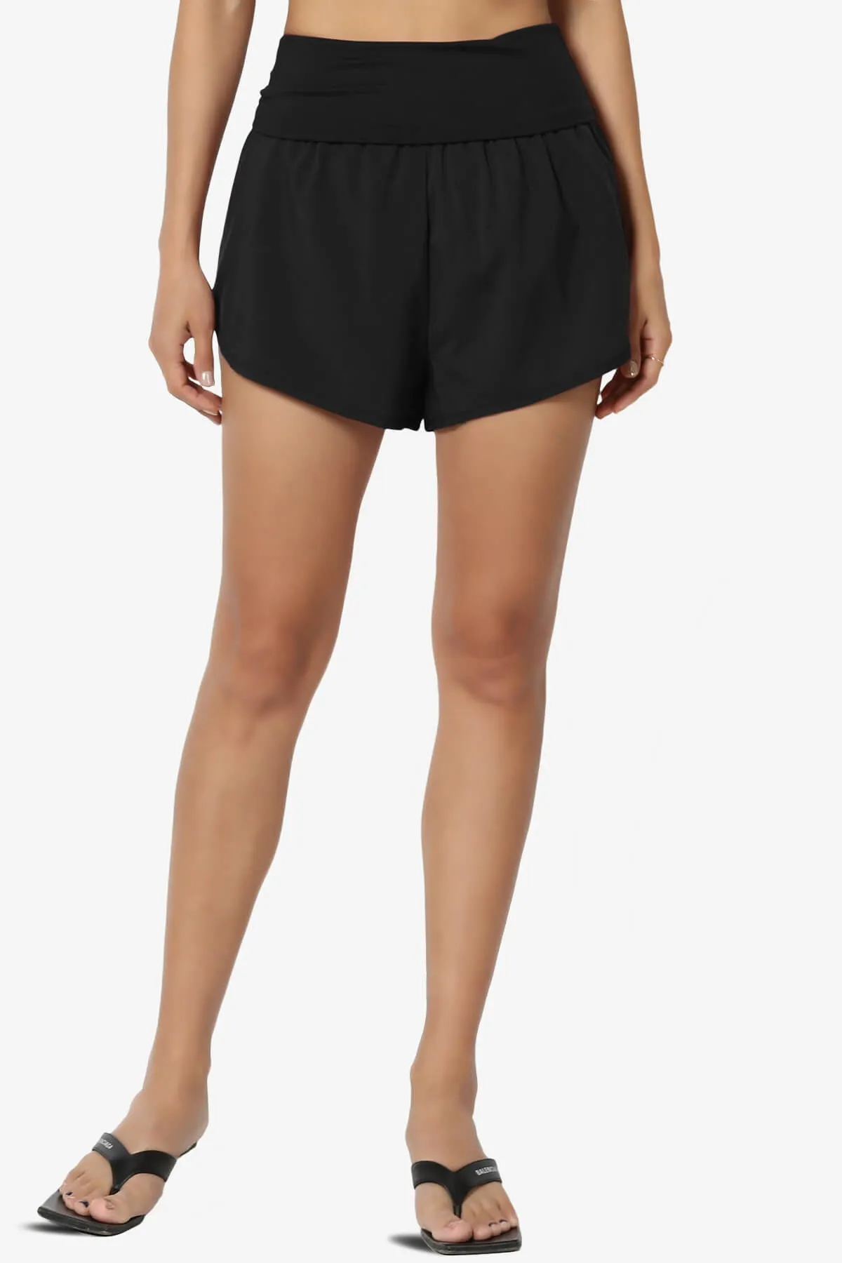 Game Time Foldover High Waist Running Shorts PLUS
