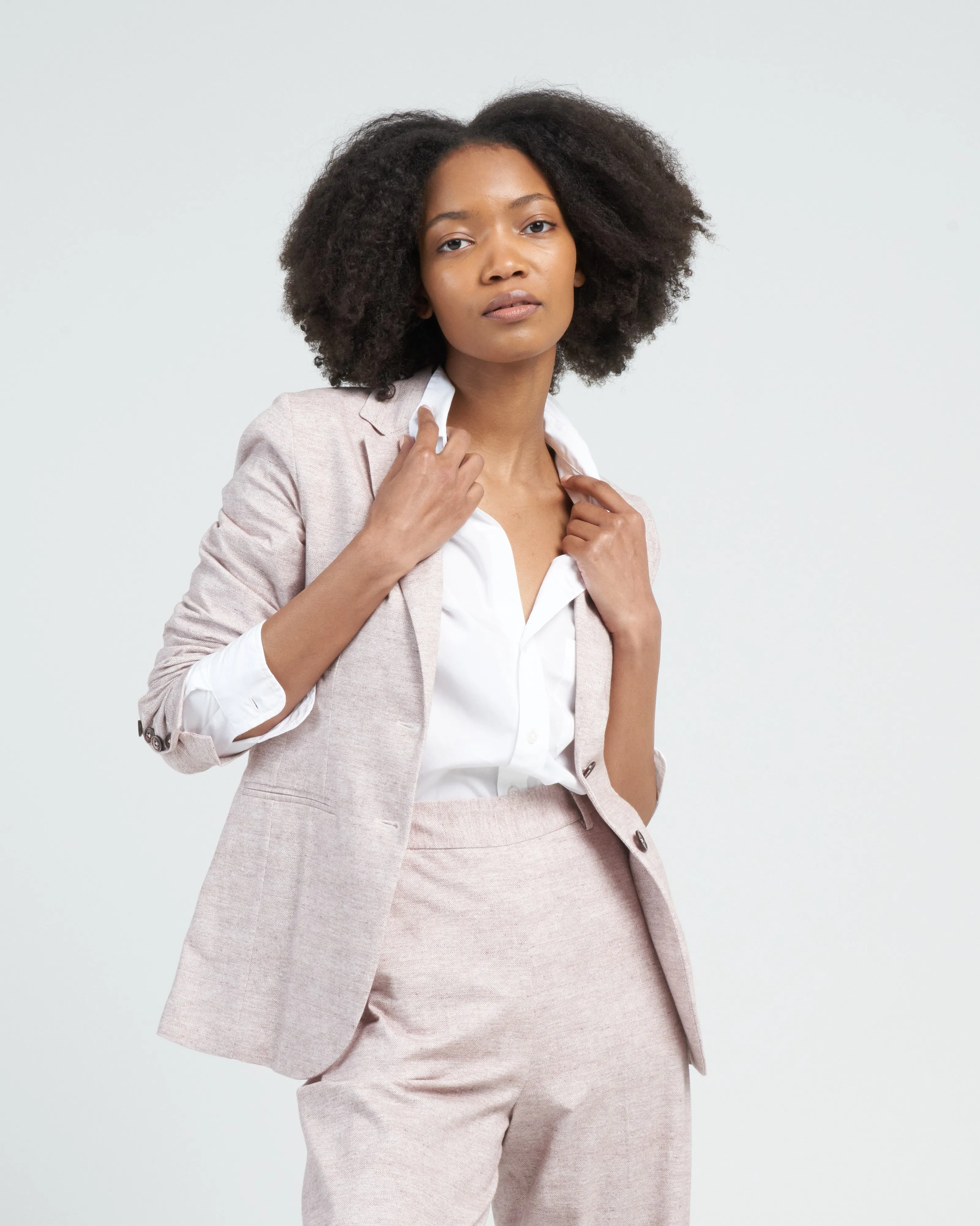 giacca weft linen long jacket - orzo