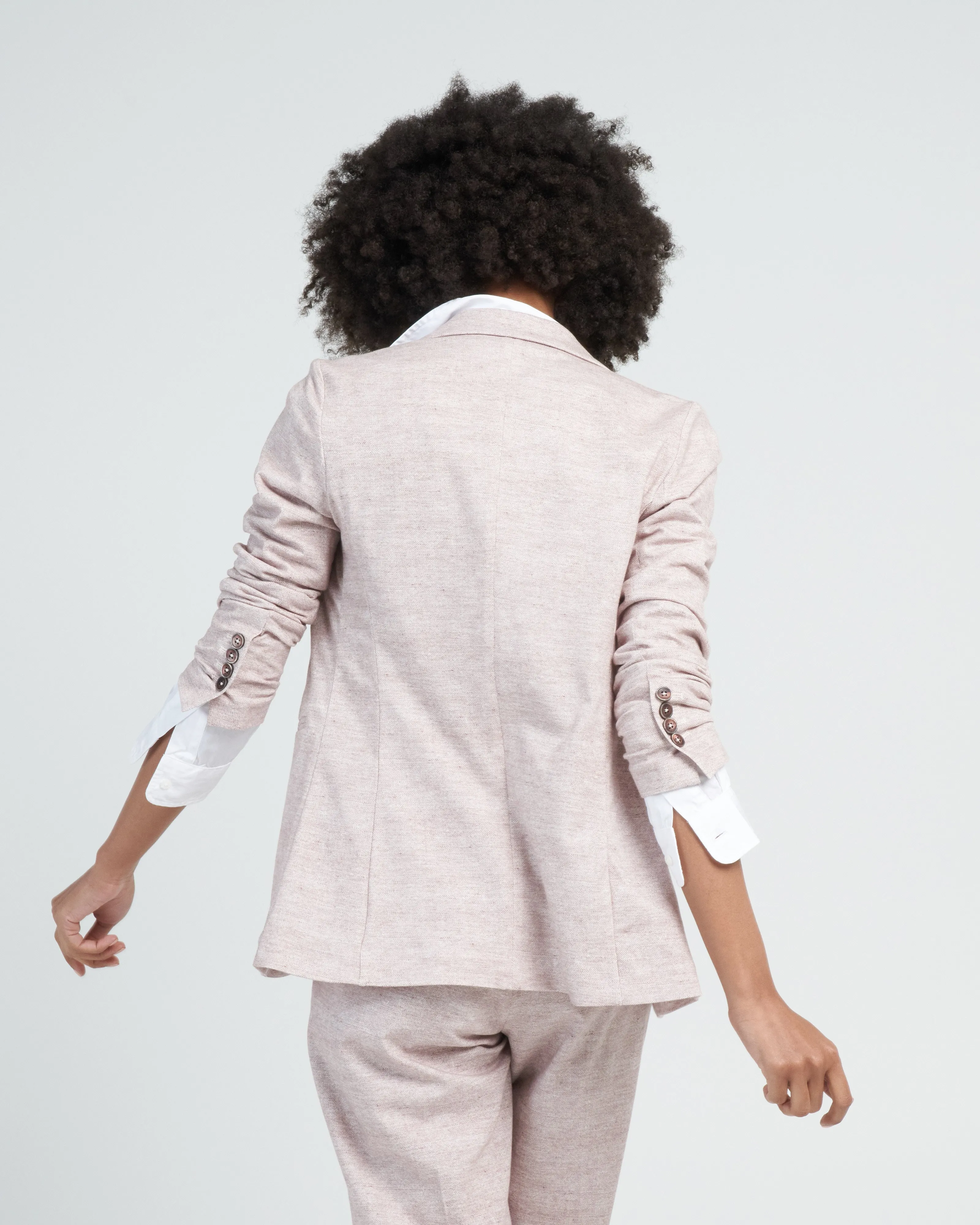 giacca weft linen long jacket - orzo