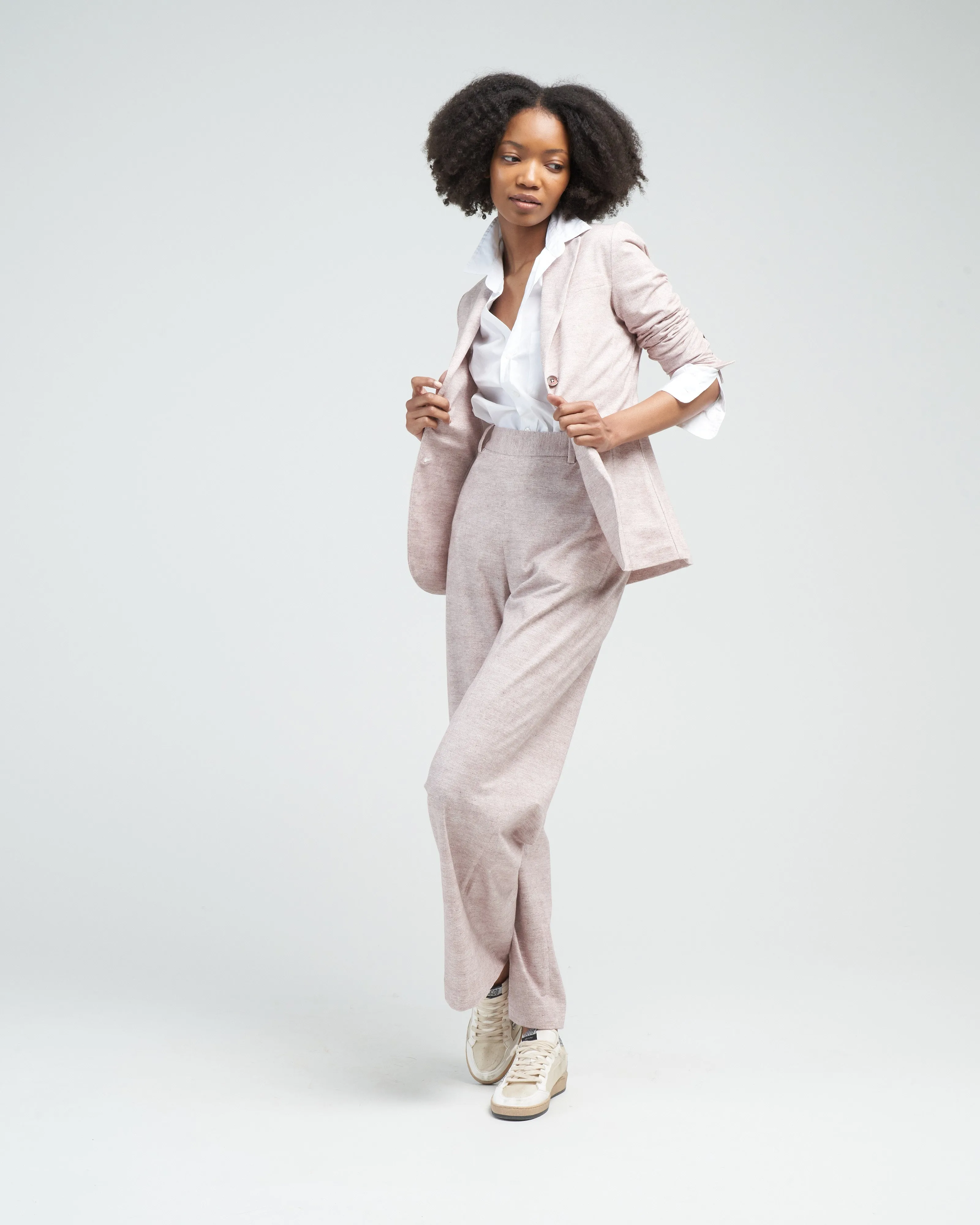 giacca weft linen long jacket - orzo