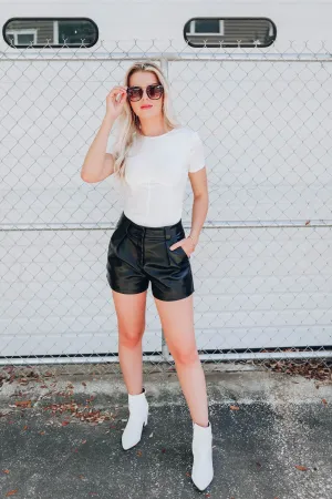 Glam Faux Leather Shorts - Black