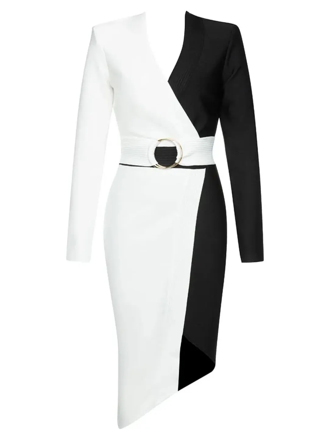 Glam Glow Affluence- Colorblock Bandage Dress/Belt