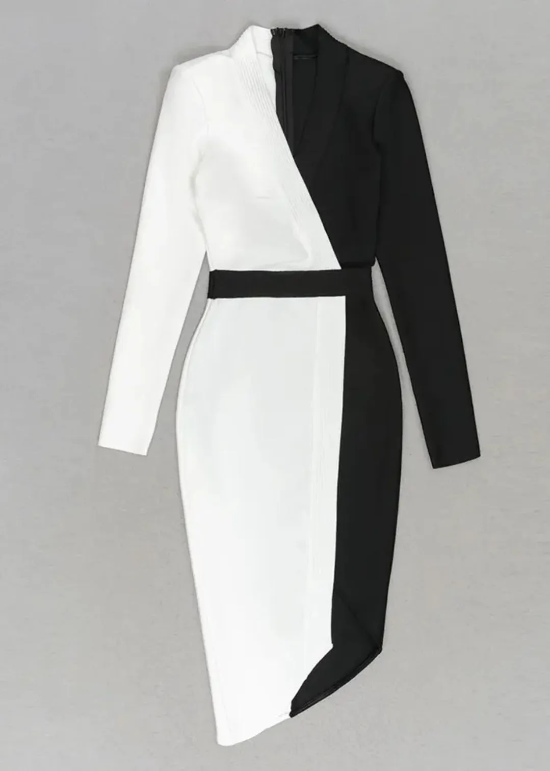 Glam Glow Affluence- Colorblock Bandage Dress/Belt