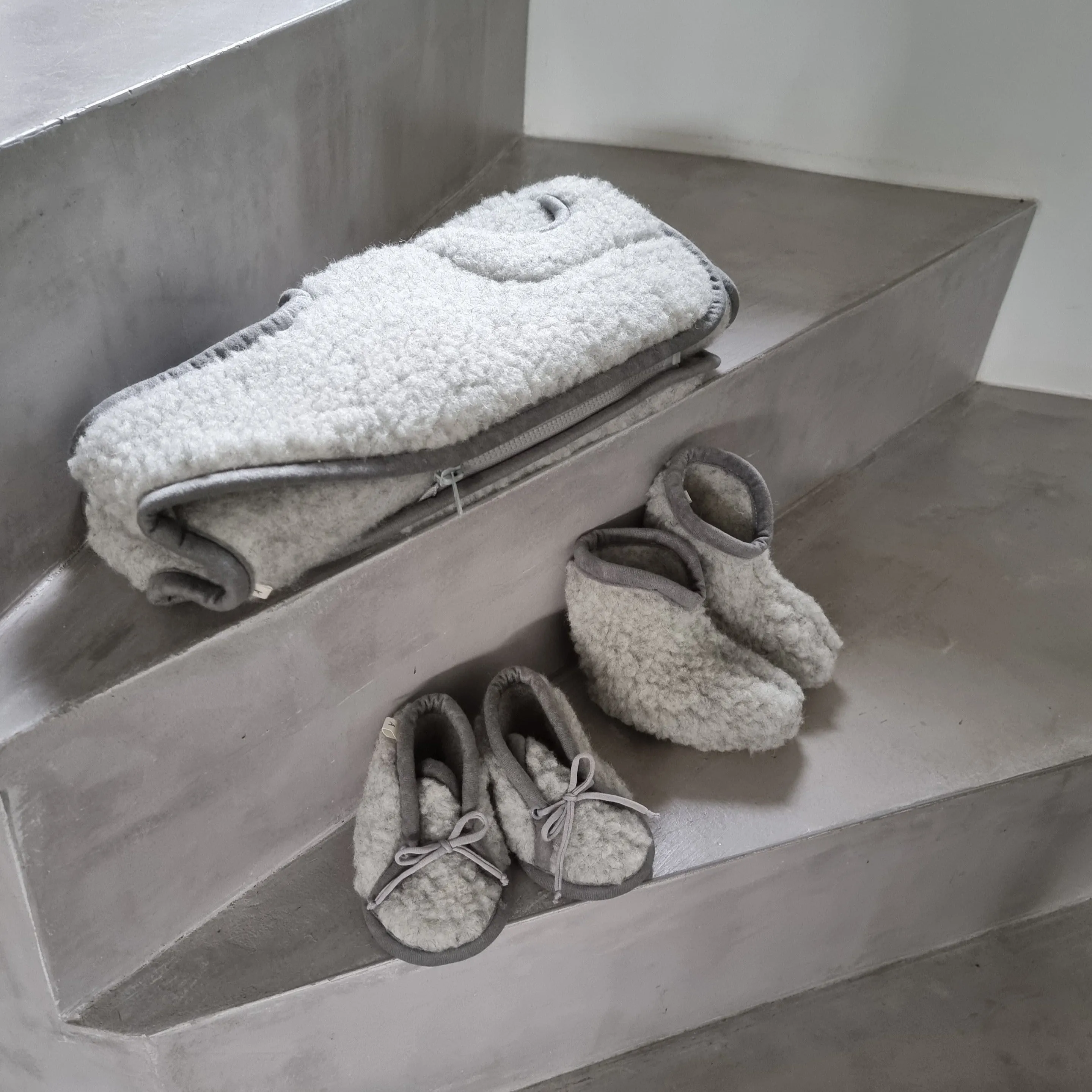 Grey Pure Wool Baby Booties