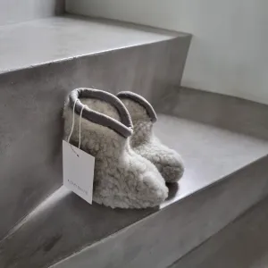 Grey Pure Wool Baby Booties