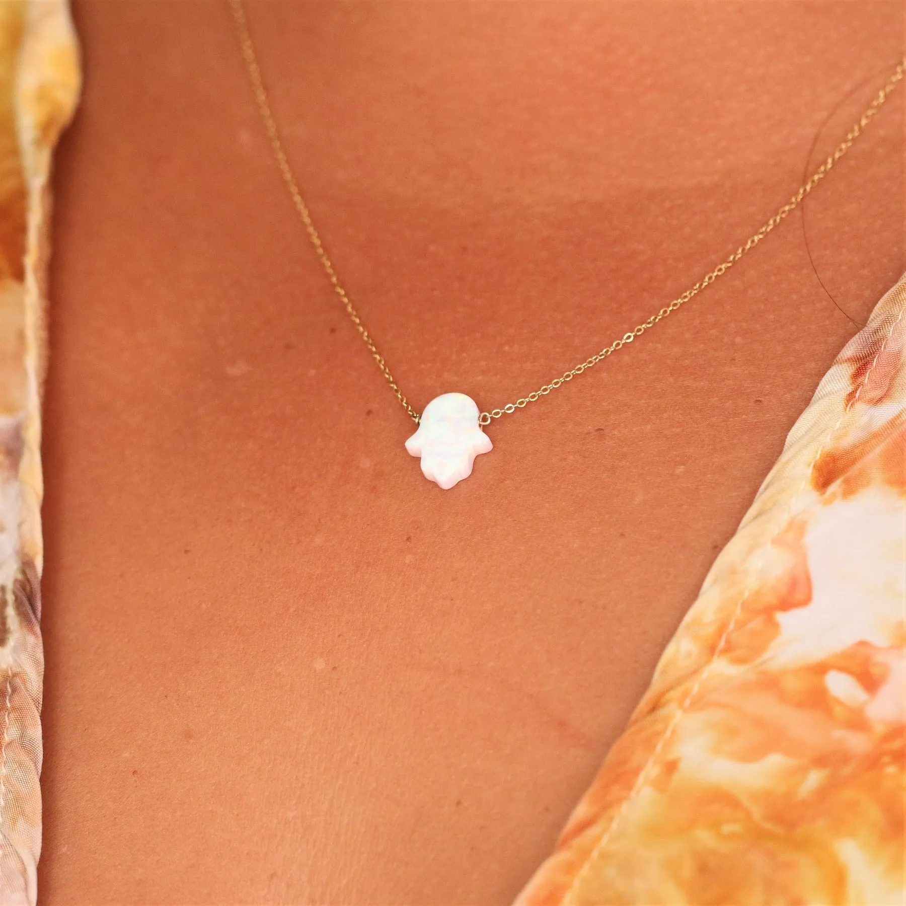 Hamsa Hand Opal Necklace (POS)