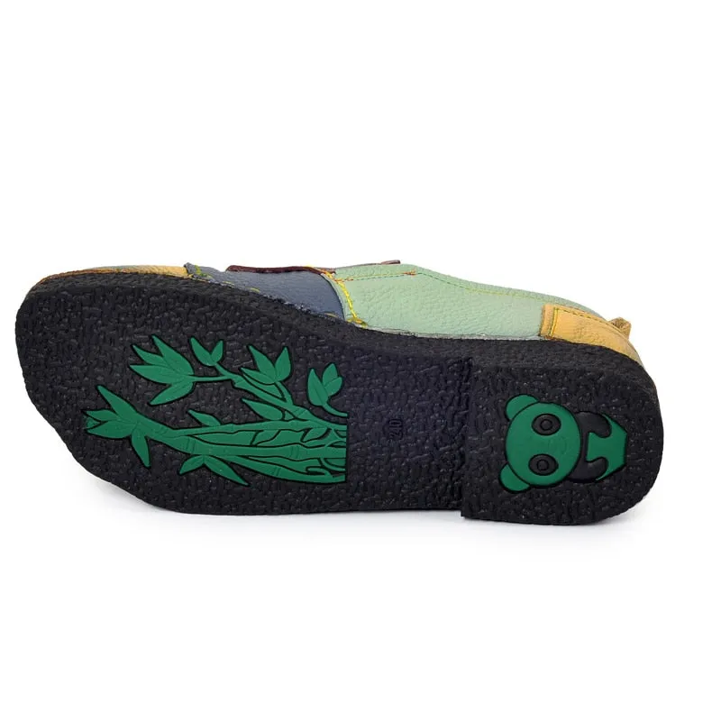 Handmade vintage women's leather retro loafers