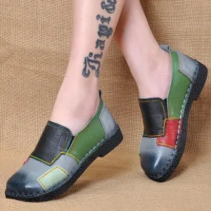 Handmade vintage women's leather retro loafers
