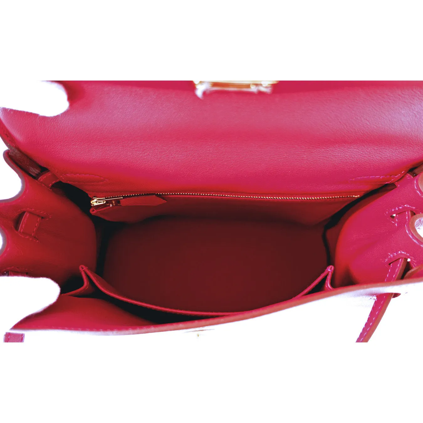 Hermes Vermillion Lipstick Red 25cm Swift Leather Kelly Gold GHW Jewel