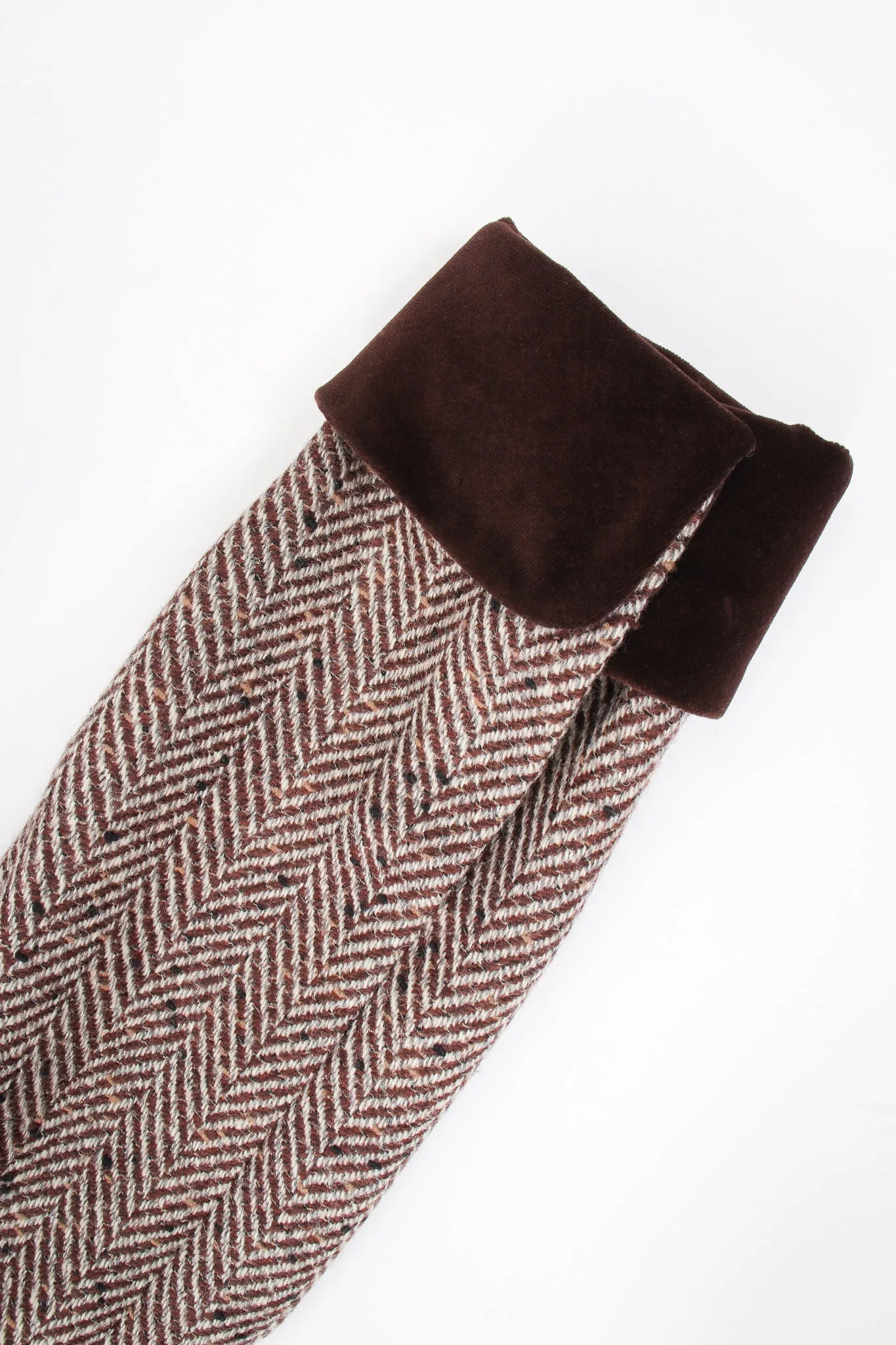 Herringbone Tweed Velvet Jacket & Skirt Set