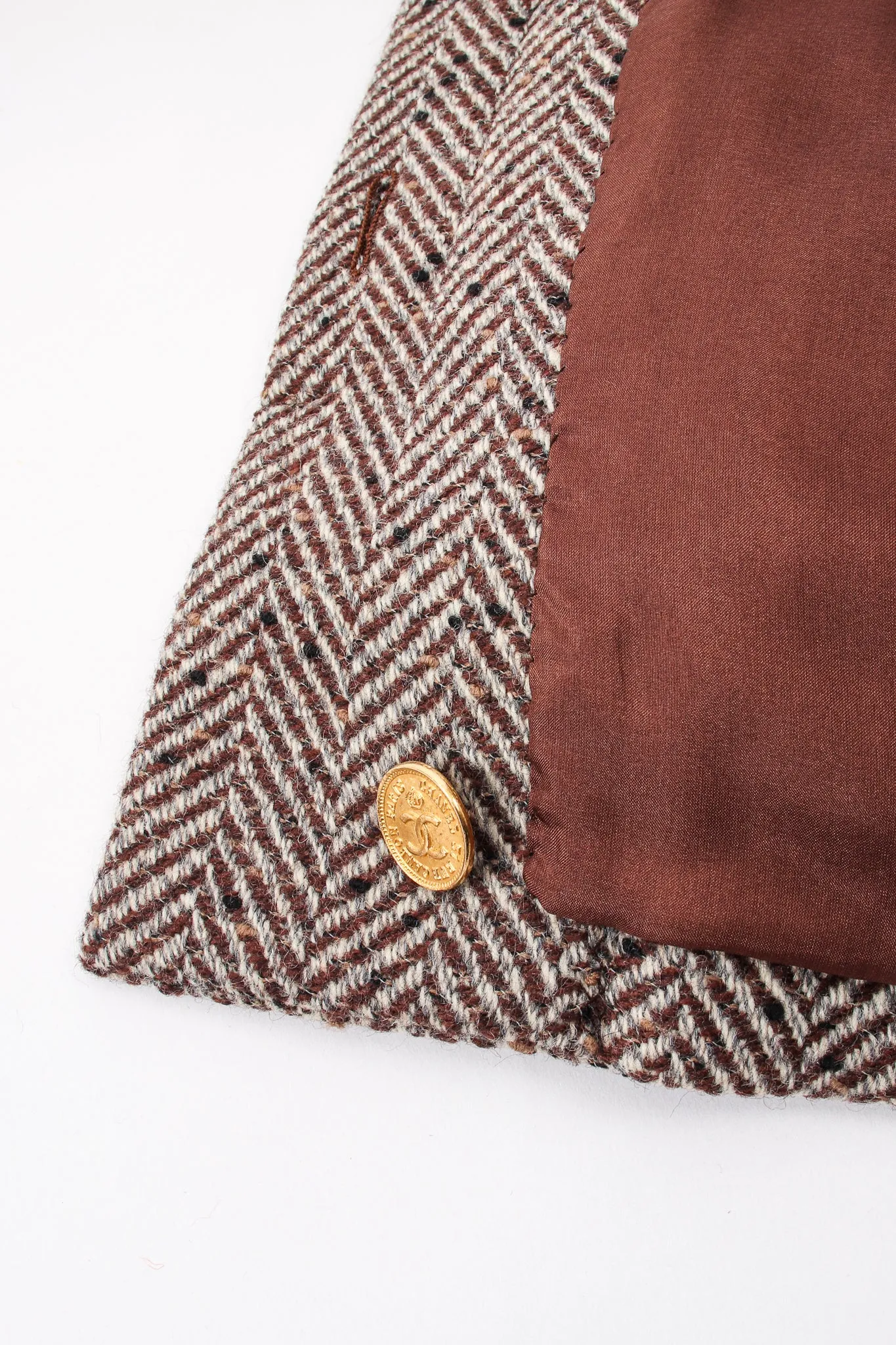 Herringbone Tweed Velvet Jacket & Skirt Set