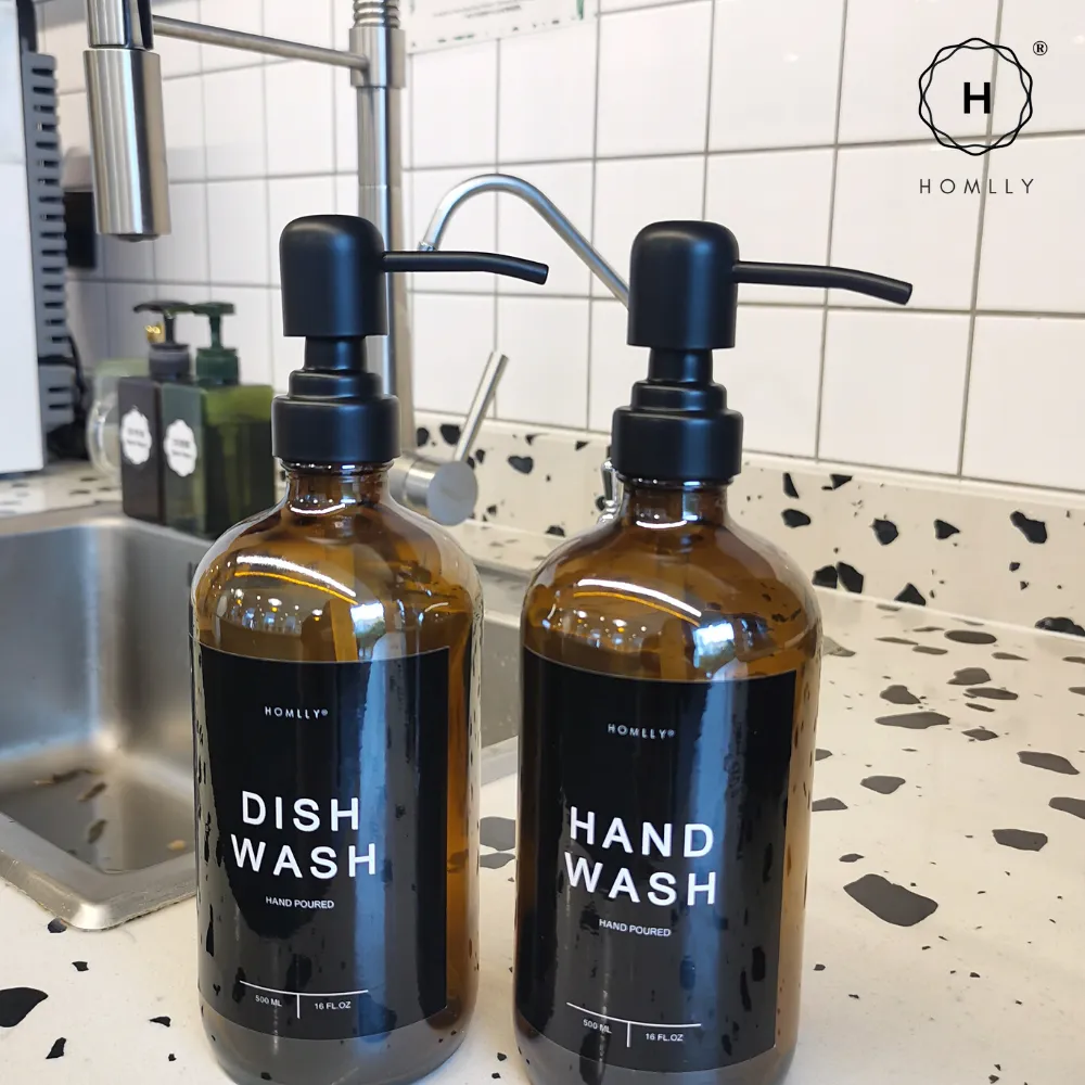 Homlly Hand & Dish Soap Glass Dispenser Refill Bottle (500ml)