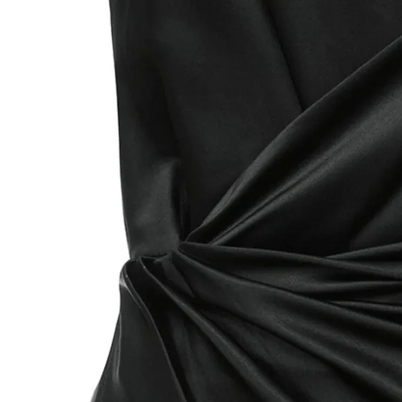 House Of CB Coco BLACK SATIN DRAPE BACK DRESS