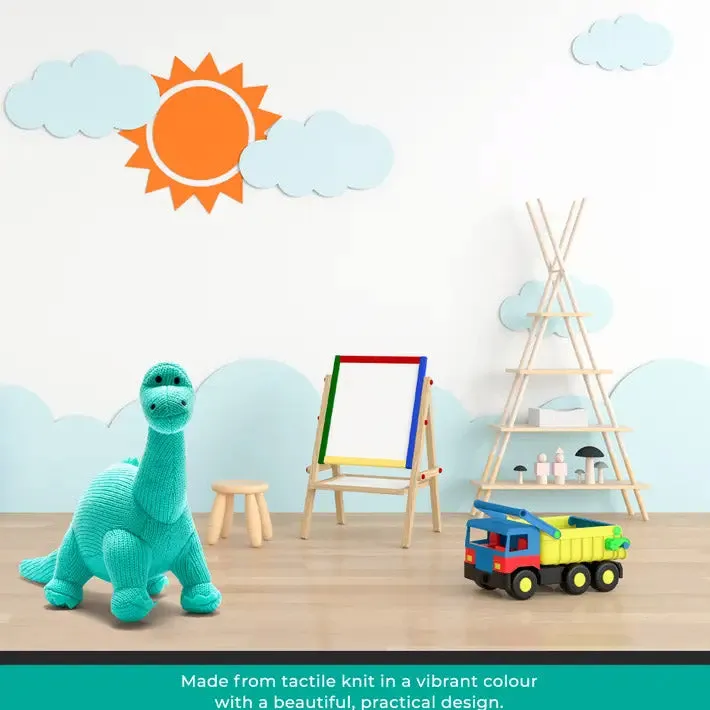 Ice Blue Diplodocus Knitted Dinosaur Toy