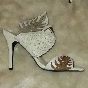 J RENEE' ANHELINA LEATHER LEAF PATTERN HEELS PUMPS, SIZE 10 - NEW