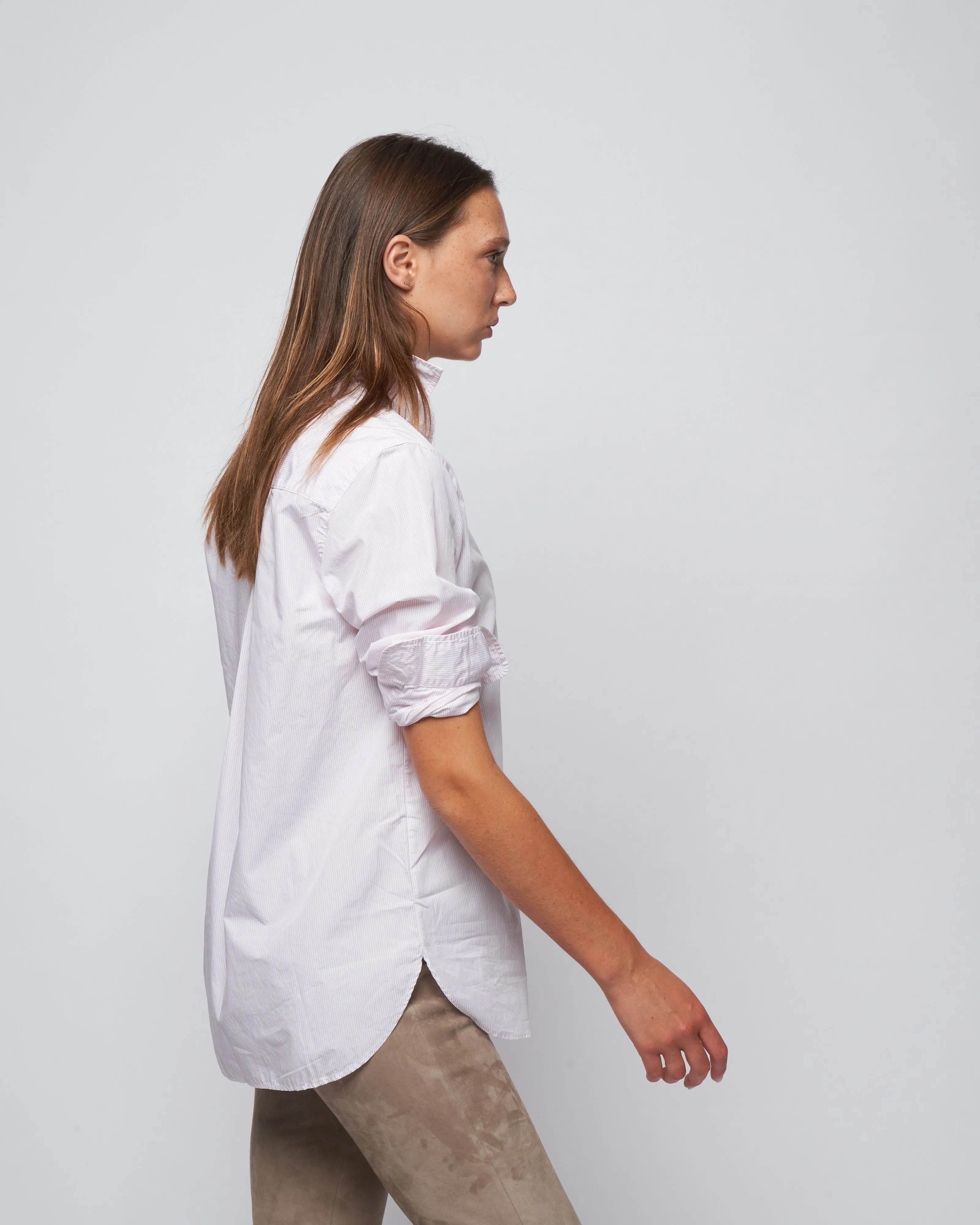 joedy woven button up - thin pink stripe