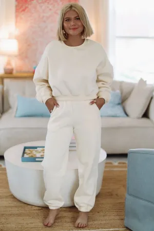 Jogger Stay Cozy and Cuddle Sweat Pants  - Cream