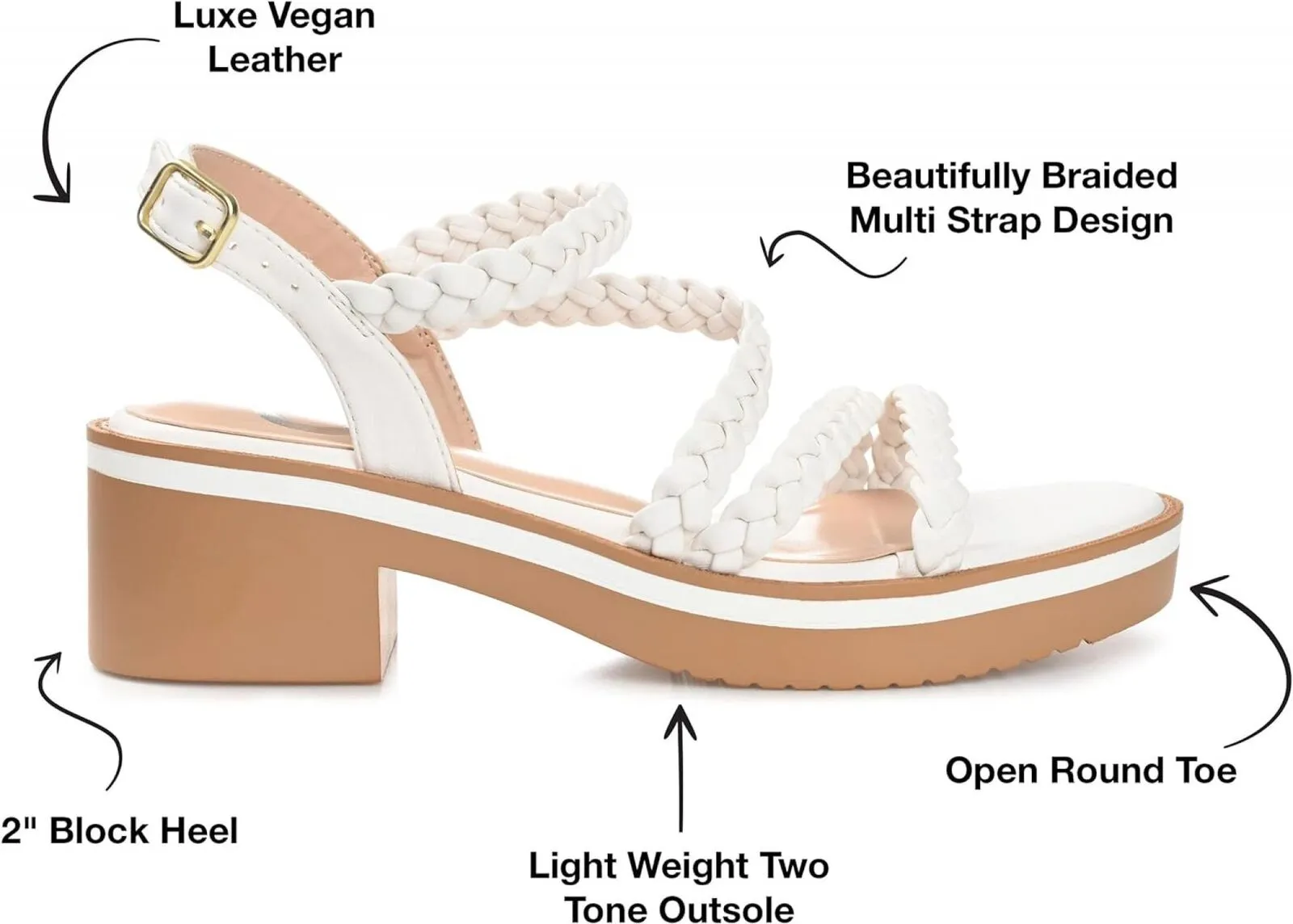 Journee Collection Women's Lightweight Block Heel Taralie Sandal White 8.5M