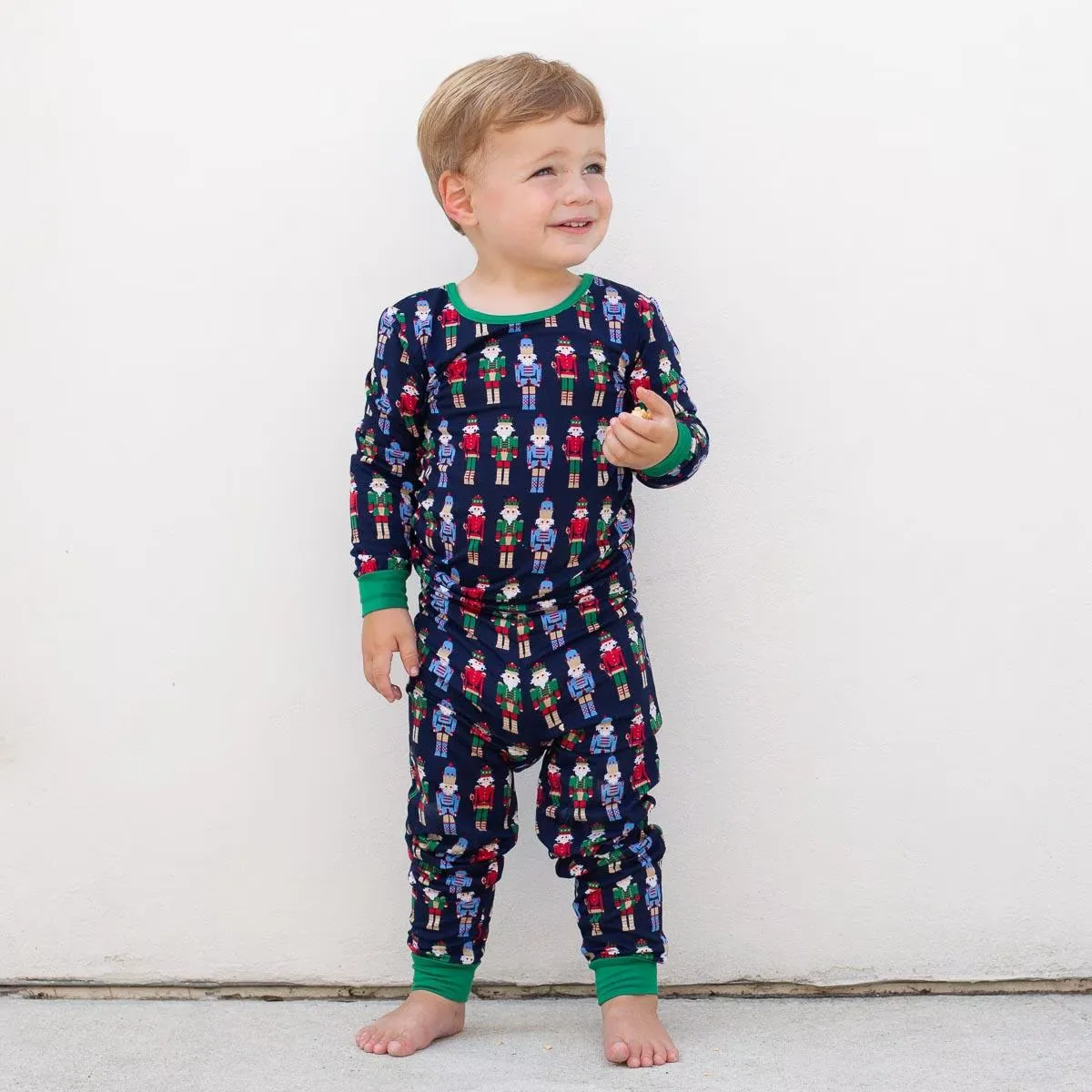 Kid's Nutcracker March Long Sleeve Pajamas Set in Navy