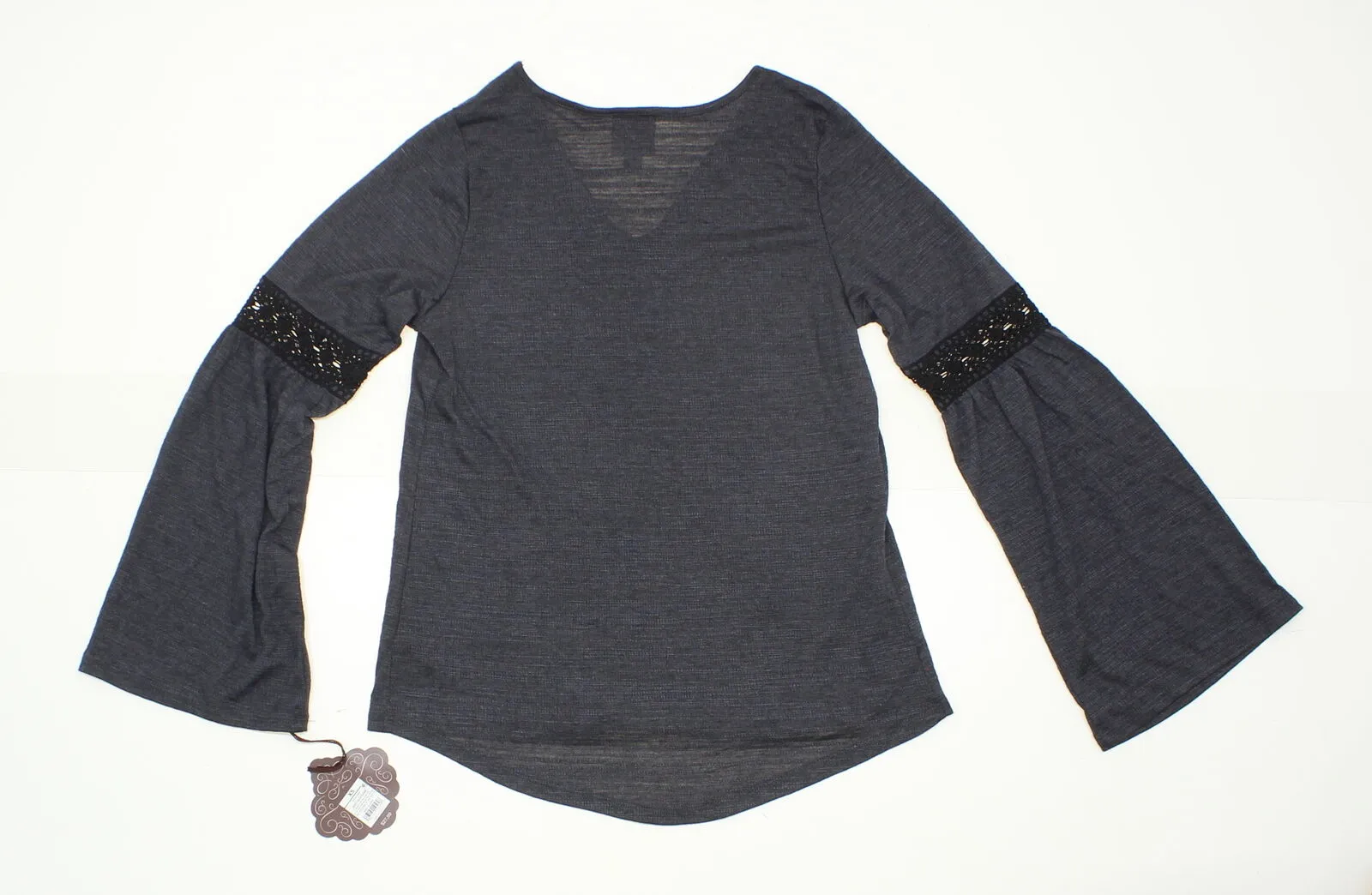 Knox Rose Women's Crochet Bell Sleeve Knit Top