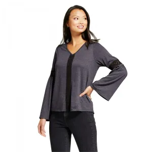 Knox Rose Women's Crochet Bell Sleeve Knit Top