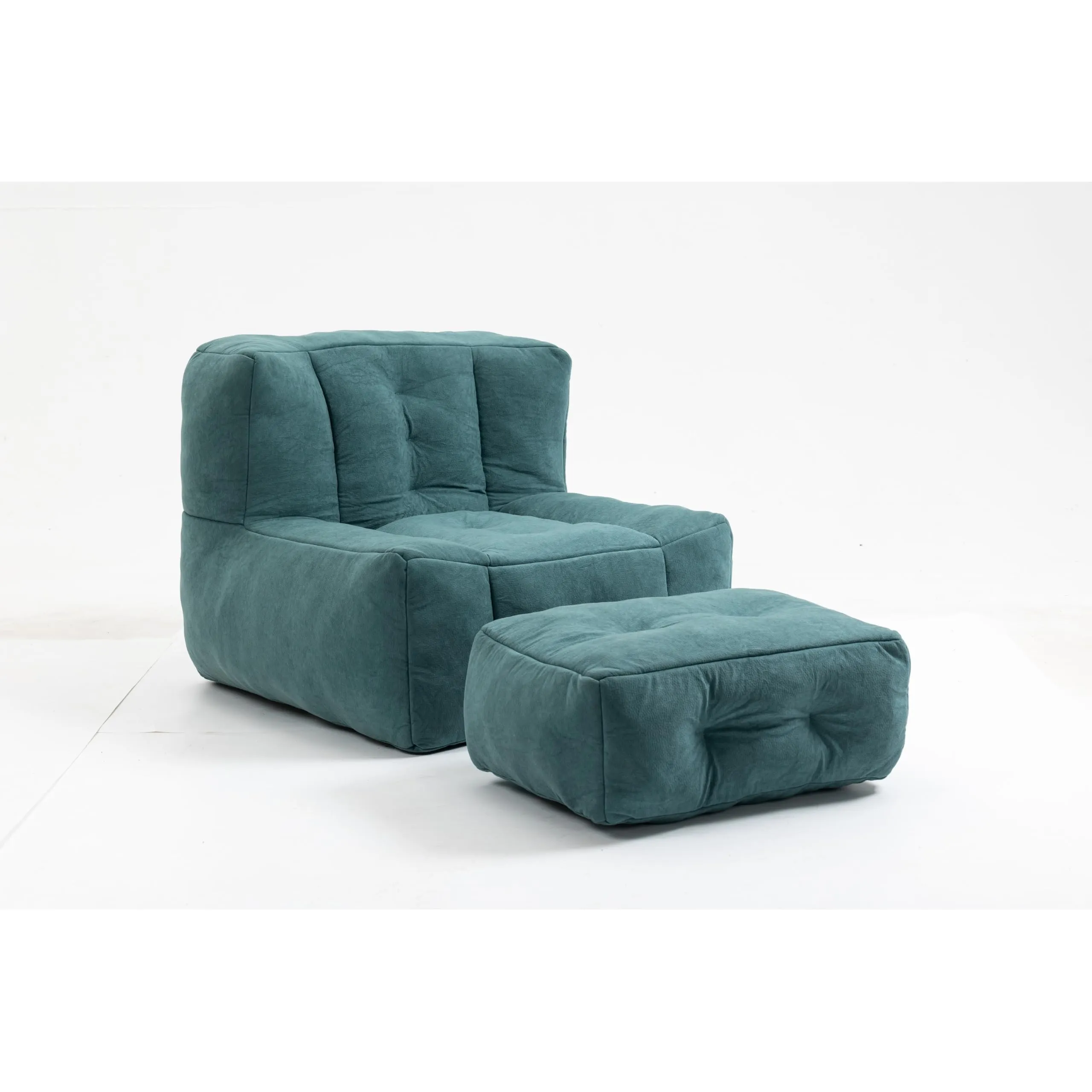 L-Shape Fluffy Bean Bag Chair Modern Focus Lazy Loveseat with Dice